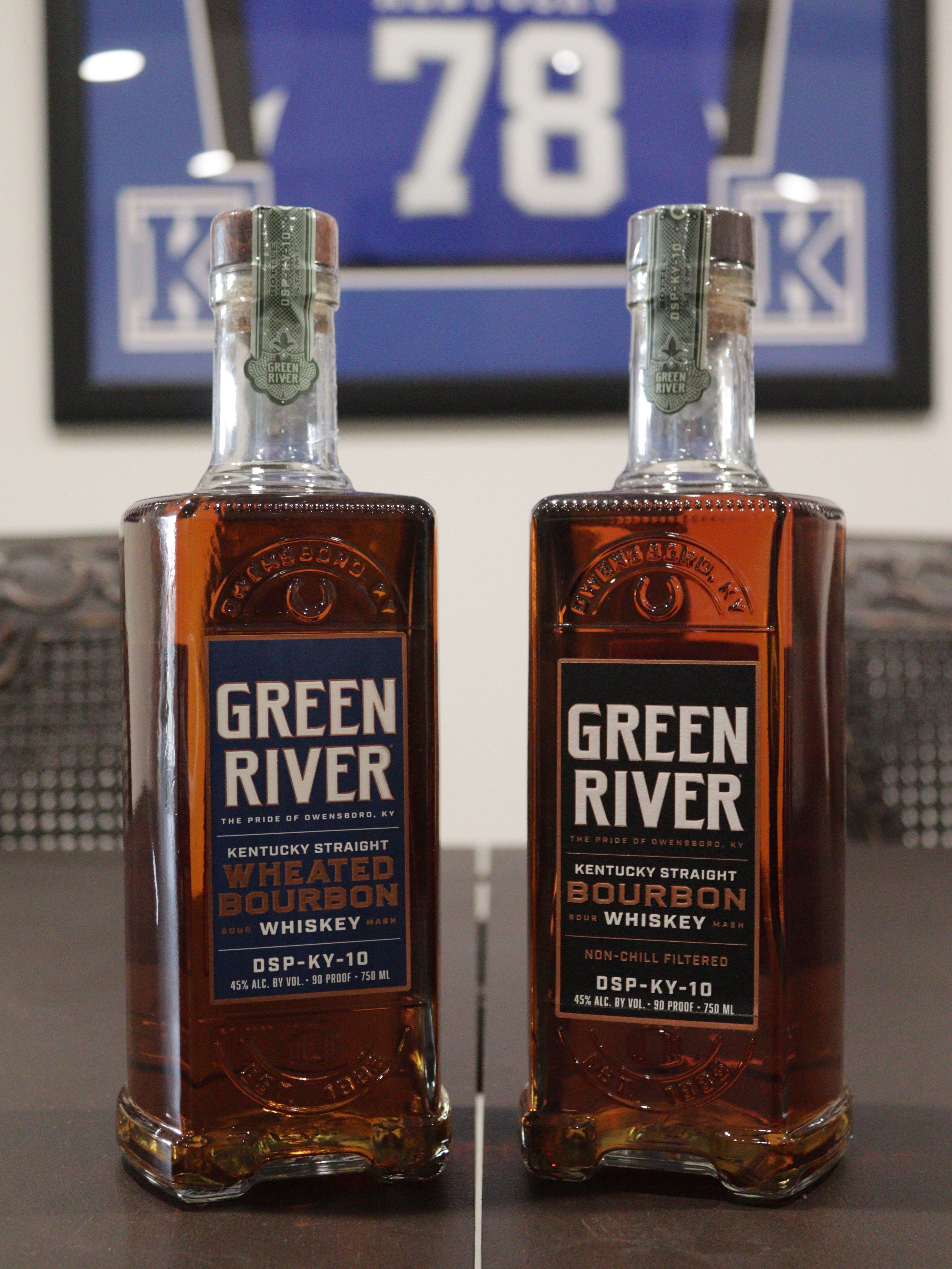 Two bottles of Green River on a table