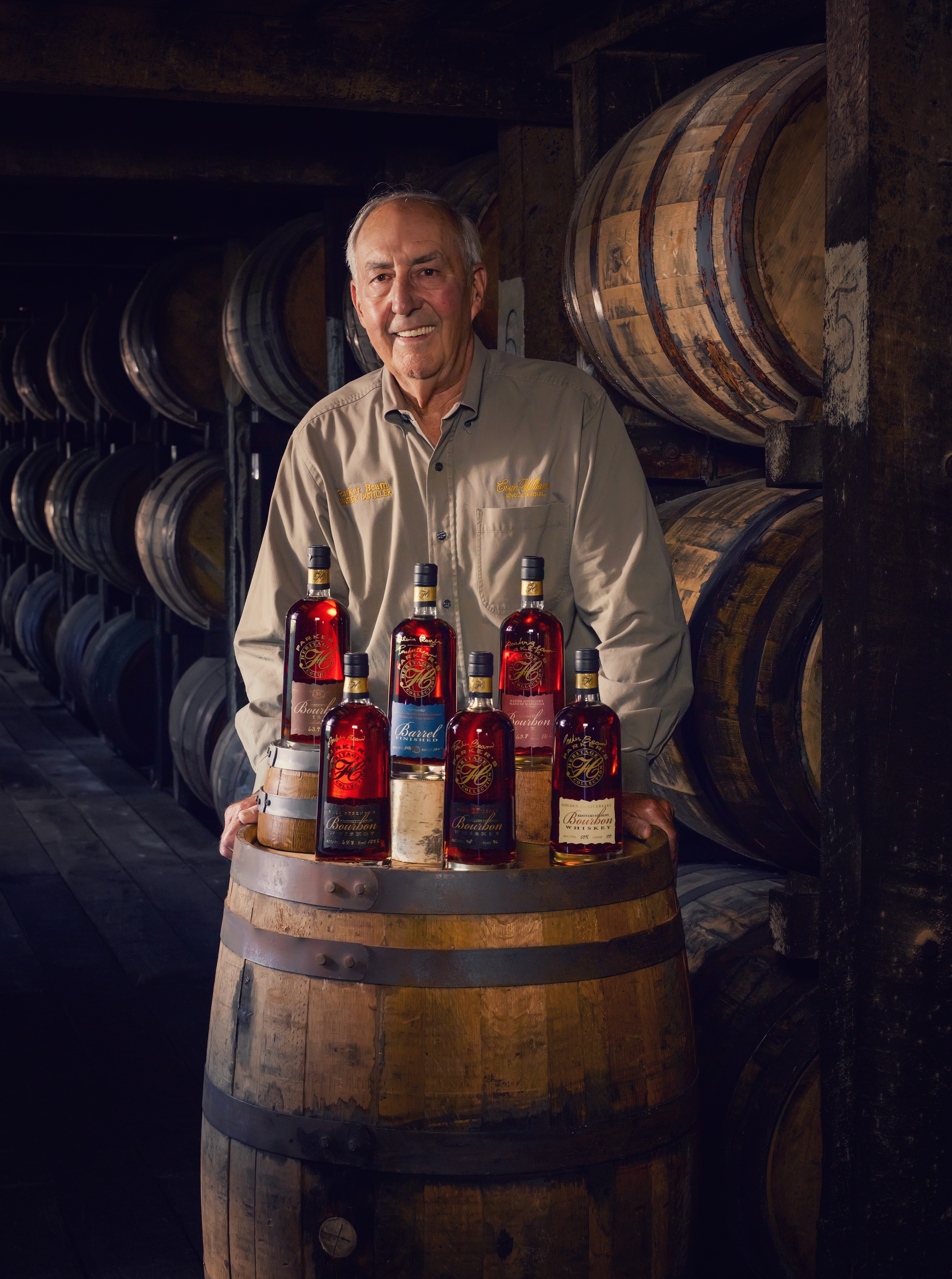 Master Distiller and Bourbon Hall of Famer Parker Beam in a Rickhouse