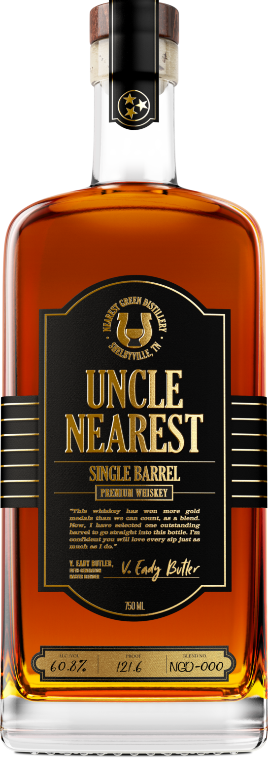 Single Bottle of Bourbon with White background