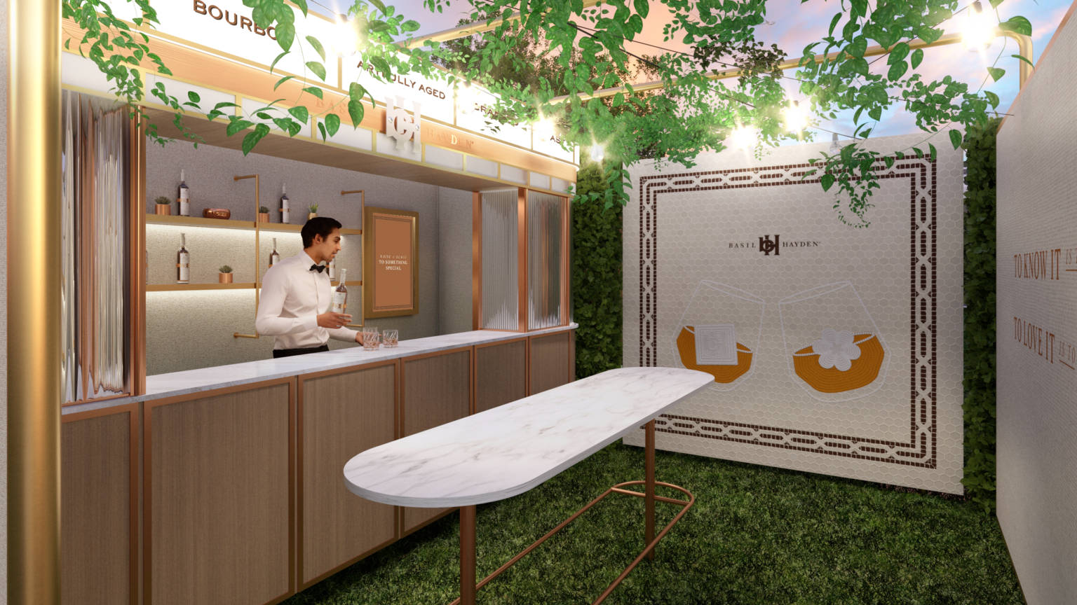 Man at a bar for Basil Hayden Michelin Experience