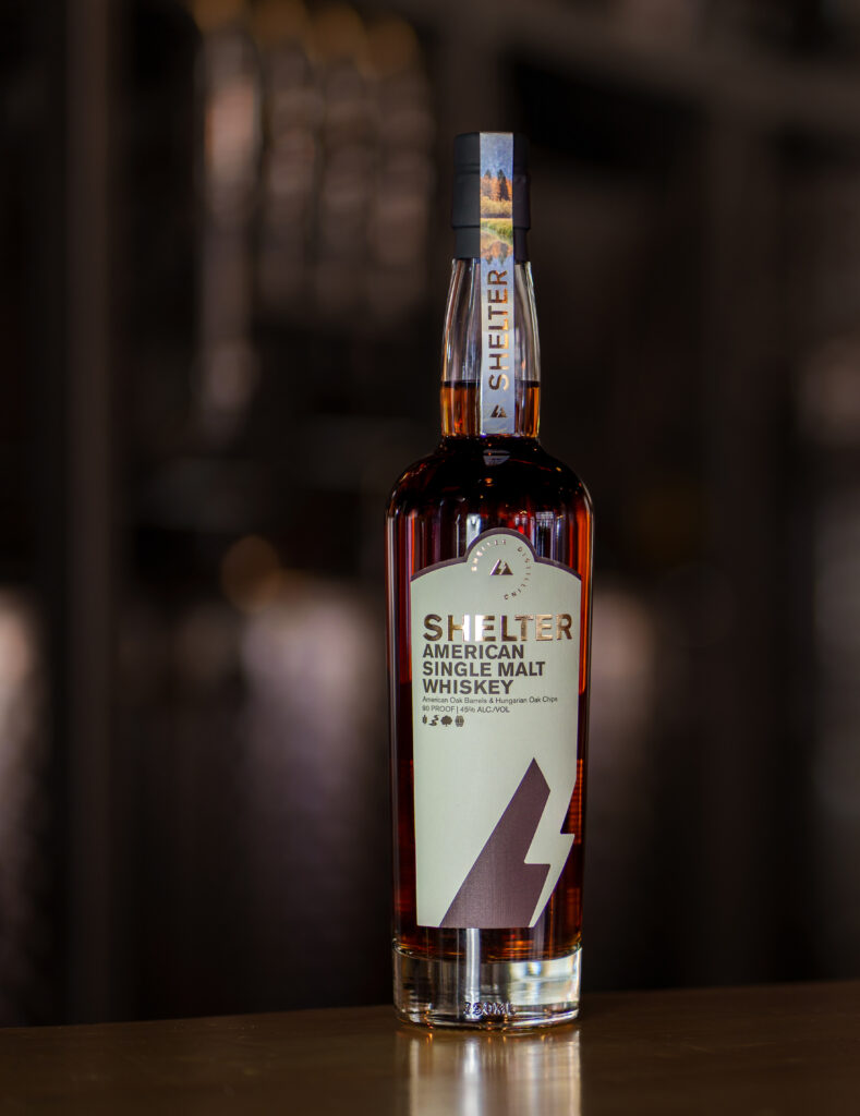Shelter Distilling American Single Malt in a rickhouse