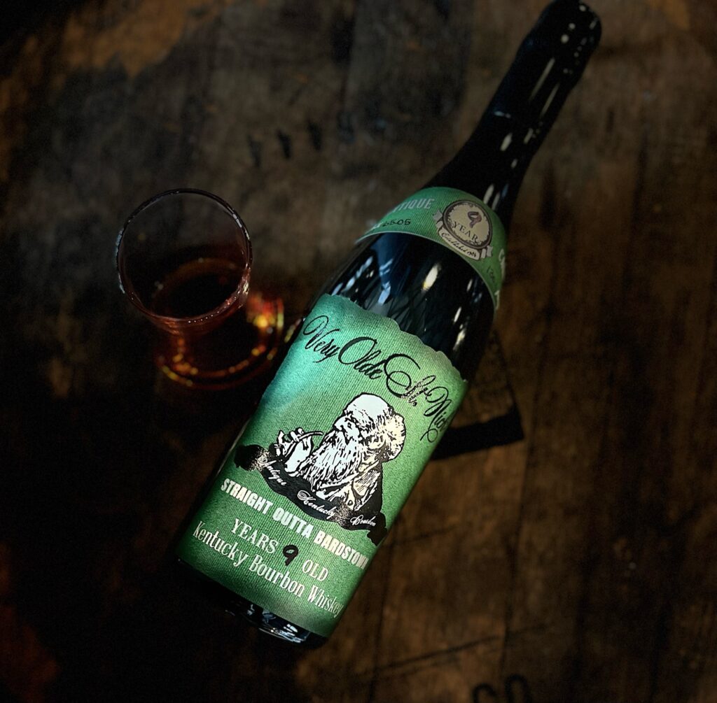 Bottle of Straight out of Bardstown with glass