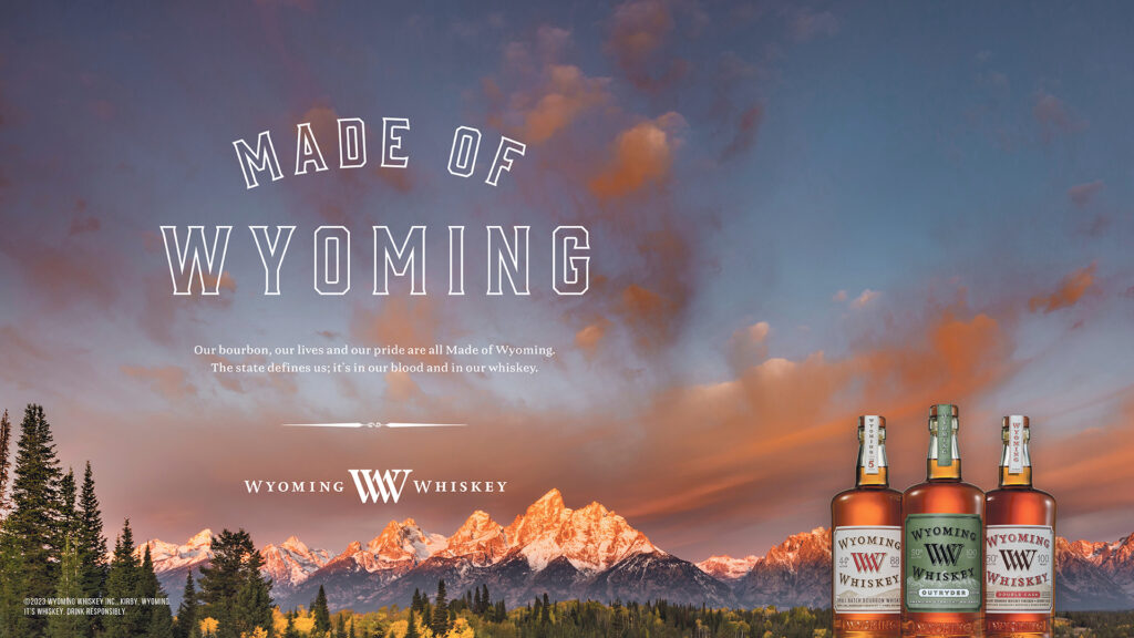 Three bottles of wyoming whisky highlighting Made of Wyoming campaign.