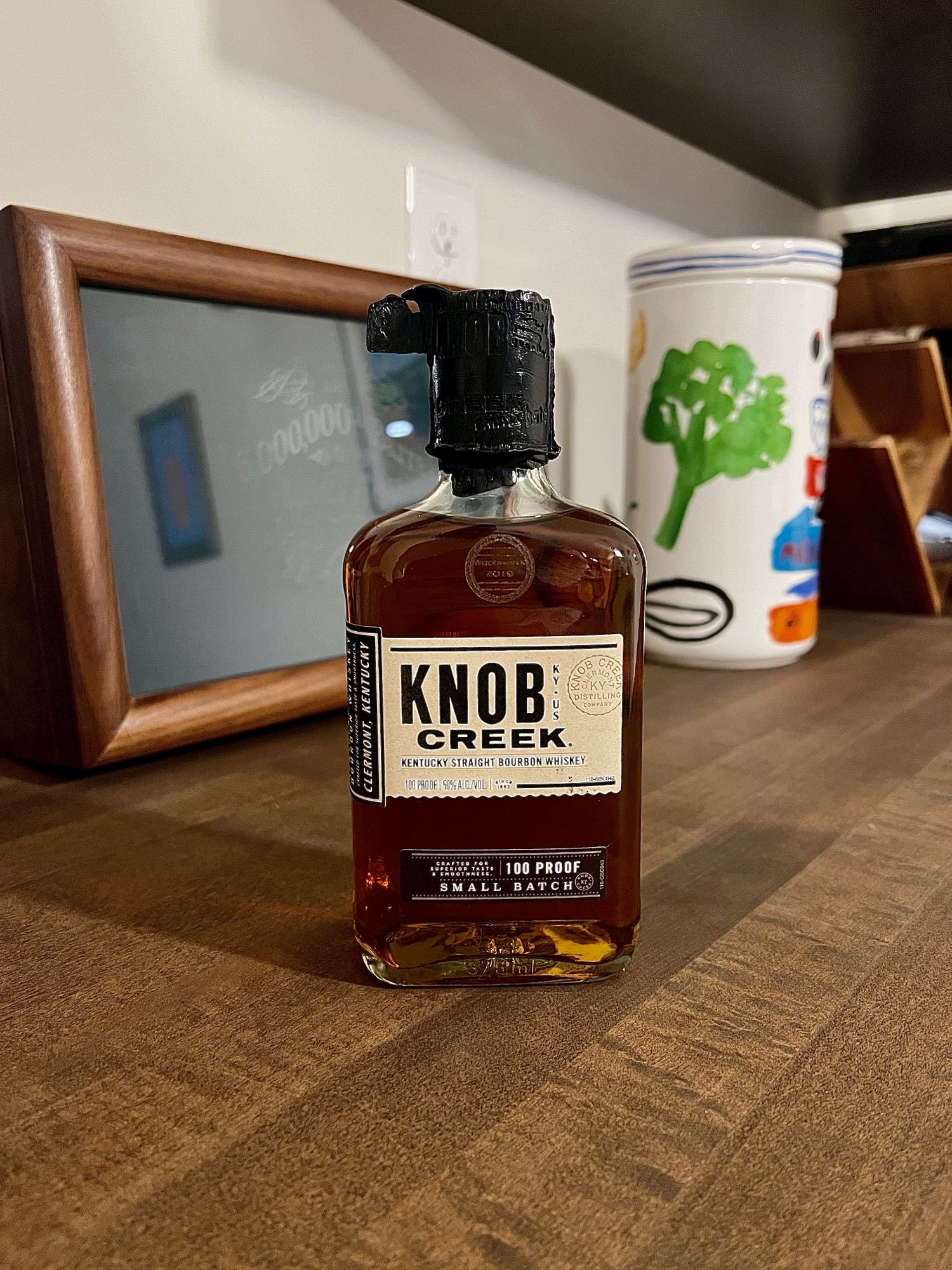 Knob Creek sitting on a bar back