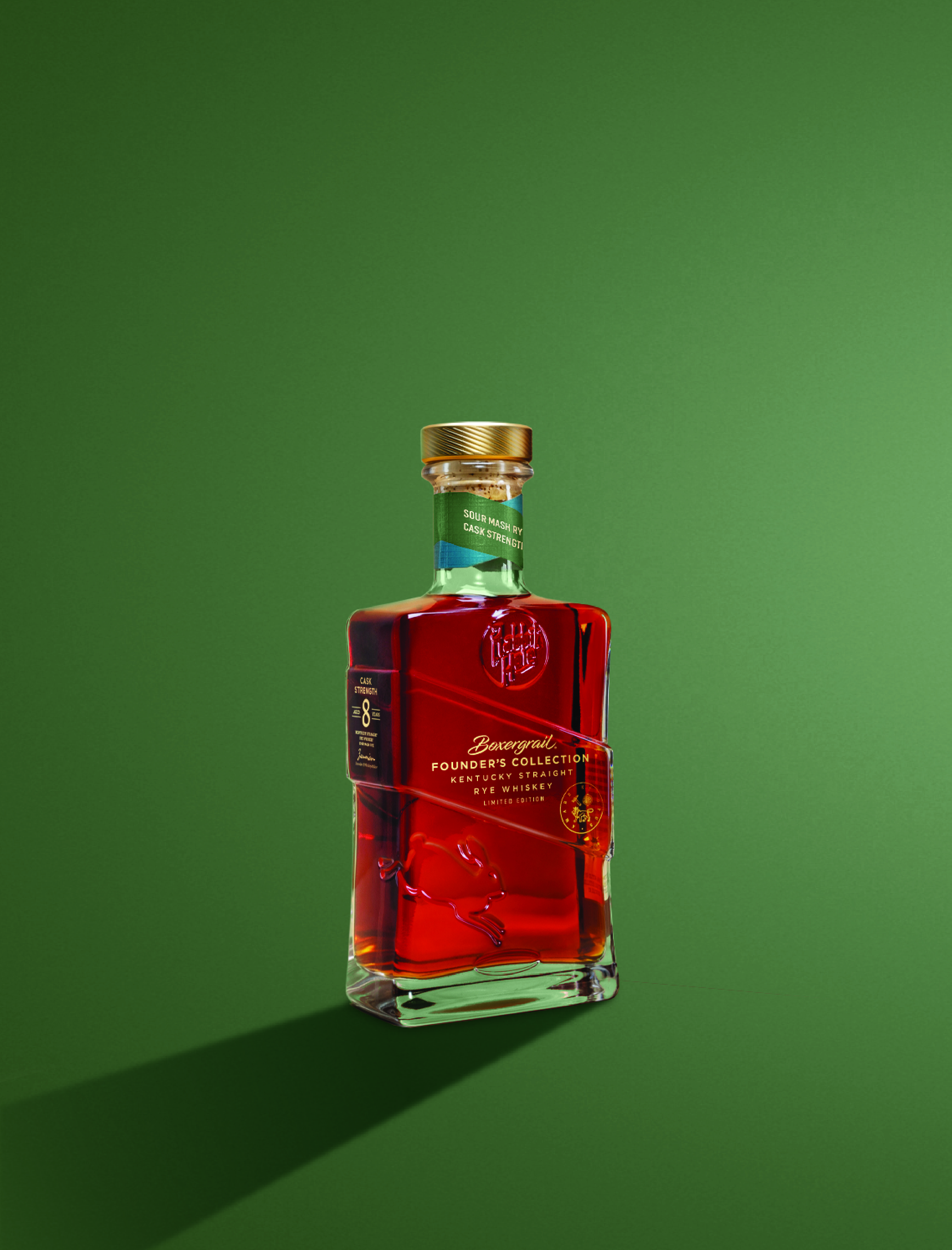 Square bottle with a green background