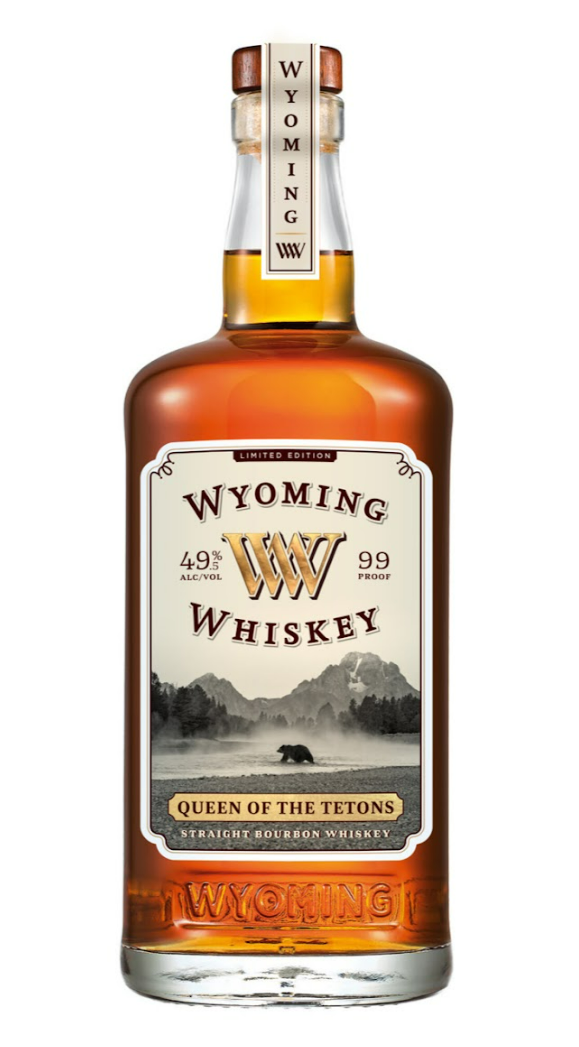 Bottle of Wyoming Whiskey with Queen of Tetons