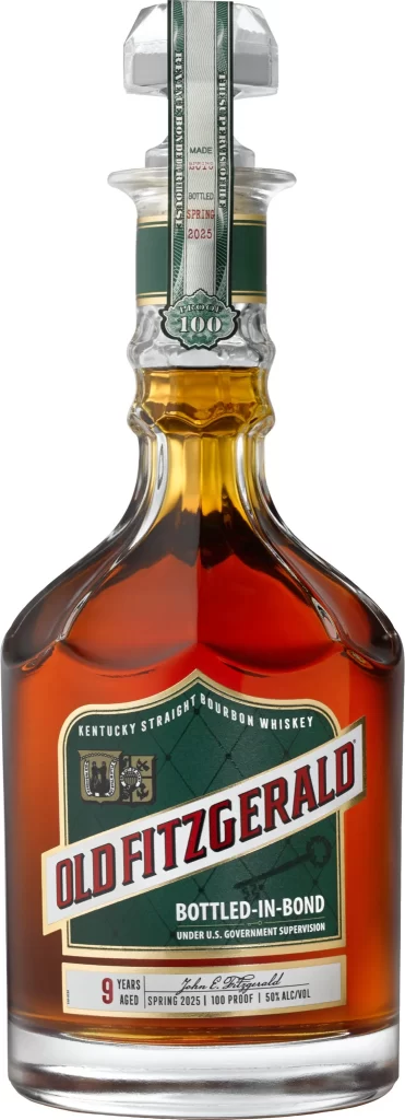 Old Fitzgerald Spring 2025 Bottled-in-Bond Bourbon decanter, 9-year Kentucky whiskey.