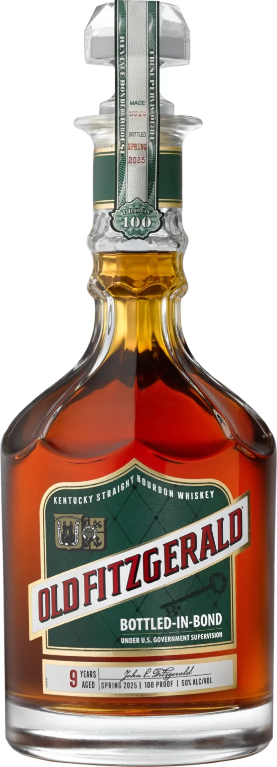 Old Fitzgerald Spring 2025 Bottled-in-Bond Bourbon decanter, 9-year Kentucky whiskey.