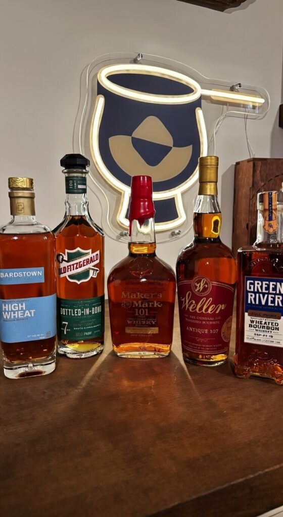 Five Bottles for the wheated bourbon flight