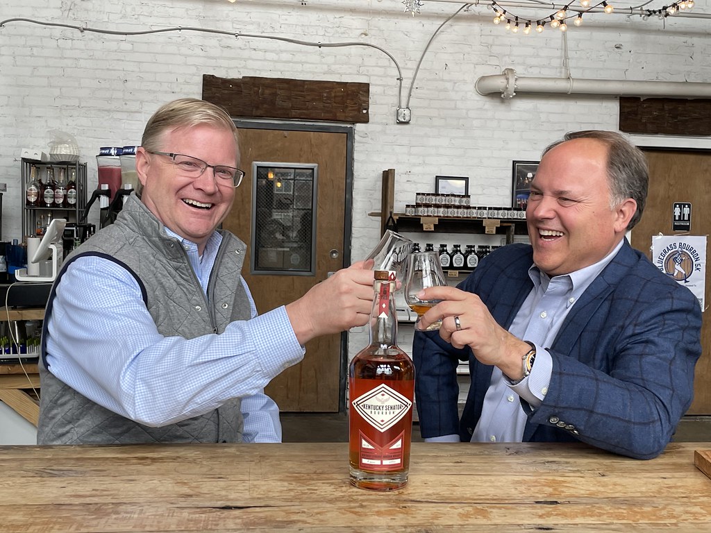 Damon and Andrea toasting Kentucky Senator Bourbon